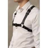 Черная мужская кожаная портупея №4 - БДСМ Арсенал - купить с доставкой в Серпухове