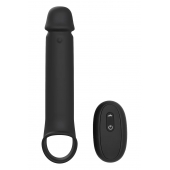 Черная насадка-удлинитель с вибрацией Vibrating Extender With Remote - Dream Toys - в Серпухове купить с доставкой