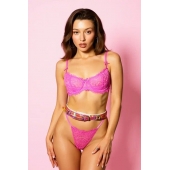 Эффектный розовый пояс из голографической эко-кожи - БДСМ Арсенал - купить с доставкой в Серпухове