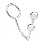 Кольцо на пенис с анальным стимулятором Two Bead Stainless Steel Anal Hook   Cock Ring - BlueLine - в Серпухове купить с доставкой