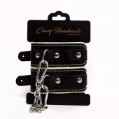 Черные скругленные наручники с мягкой бежевой подкладкой - Crazy Handmade - купить с доставкой в Серпухове