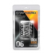 Прозрачная насадка с объёмными чёрточками STAY HARD COCK SLEEVE 06 CLEAR - Blush Novelties - в Серпухове купить с доставкой