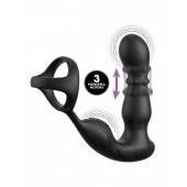 Черный вибростимулятор простаты с кольцом Ass-gasm Slide   Glide - Pipedream - в Серпухове купить с доставкой