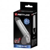 Прозрачная насадка на пенис с ребрышками и подхватом мошонки - Baile - в Серпухове купить с доставкой