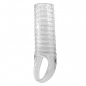 Прозрачная насадка на пенис с ребрышками и подхватом мошонки - Baile - в Серпухове купить с доставкой