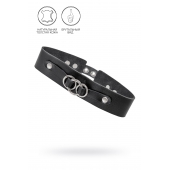 Черный чокер-ошейник со связанными кольцами на подложке - Pecado - купить с доставкой в Серпухове