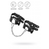 Черные кожаные наручники-браслеты из двух ремешков - Pecado - купить с доставкой в Серпухове