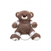 Бондажный набор: бурый мишка с белыми оковами и наручниками - Pecado - купить с доставкой в Серпухове