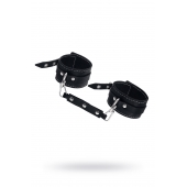 Черные двухслойные кожаные оковы с белой строчкой - Pecado - купить с доставкой в Серпухове