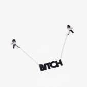 Зажимы на соски с кожаной подвеской Bitch - Crazy Handmade - купить с доставкой в Серпухове
