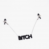 Зажимы на соски с кожаной подвеской Bitch - Crazy Handmade - купить с доставкой в Серпухове