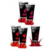 Набор из 5 съедобных лубрикантов JUJU (клубника х 2, малина х 2, вишня) - JuJu - купить с доставкой в Серпухове