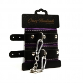 Черно-фиолетовые скругленные наручники с мягкой подкладкой - Crazy Handmade - купить с доставкой в Серпухове