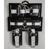 Набор фиксаторов из черной и белой натуральной кожи - Crazy Handmade - купить с доставкой в Серпухове