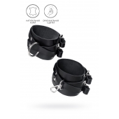 Черные кожаные оковы с двумя перекрёстными ремешками - Pecado - купить с доставкой в Серпухове