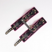 Черные кожаные оковы с розовой строчкой - Crazy Handmade - купить с доставкой в Серпухове