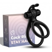 Черное эрекционное виброкольцо с подхватом мошонки Stay Hard - Boys of Toys - в Серпухове купить с доставкой