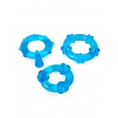 Набор из 3 синих эрекционных колец с различным рельефом - Erowoman-Eroman - в Серпухове купить с доставкой