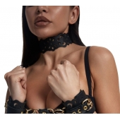 Черный ажурный чокер с золотистой фурнитурой - Crazy Handmade - купить с доставкой в Серпухове