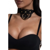 Черный чокер с клепками и золотистой фурнитурой - Crazy Handmade - купить с доставкой в Серпухове