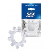 Прозрачное эрекционное кольцо со стимулирующими шариками - Sex Expert - в Серпухове купить с доставкой