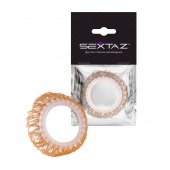 Эрекционное кольцо с бежевыми «ресничками» - Sextaz - в Серпухове купить с доставкой