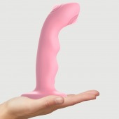Розовая насадка-стимулятор Strap-On-Me Tapping Dildo Wave - Strap-on-me - купить с доставкой в Серпухове