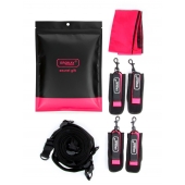 Черно-розовый эротический набор: фиксатор, оковы, наручники, повязка - Erokay - купить с доставкой в Серпухове