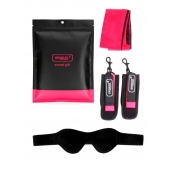 Черно-розовый эротический набор: маска, наручники и повязка - Erokay - купить с доставкой в Серпухове
