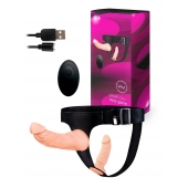 Женский страпон с 2 насадками, вибрацией и пультом ДУ - Erowoman-Eroman - купить с доставкой в Серпухове