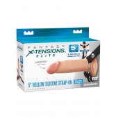 Телесный пустотелый фаллопротез 5’’ Hollow Silicone Strap-On - 14 см. - Pipedream - купить с доставкой в Серпухове