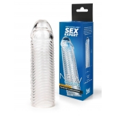 Прозрачная закрытая насадка на пенис с ребрышками - 16 см. - Sex Expert - в Серпухове купить с доставкой