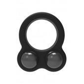 Черное эрекционное кольцо с утяжелителями Cockring Dual Weight - Dream Toys - в Серпухове купить с доставкой