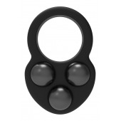 Черное эрекционное кольцо с утяжелителями - Dream Toys - в Серпухове купить с доставкой