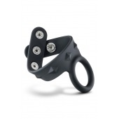 Черное эрекционное кольцо с подхватом мошонки на кнопках VS6 - Blush Novelties - в Серпухове купить с доставкой