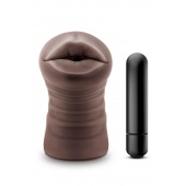 Коричневый мастурбатор-ротик Krystal Vibrating Masturbator - Blush Novelties - в Серпухове купить с доставкой