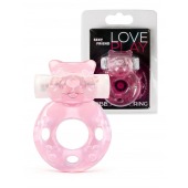 Розовое эрекционное виброкольцо в форме мишки - 1137 - в Серпухове купить с доставкой