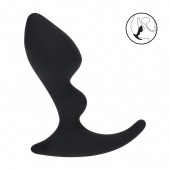 Черная анальная пробка для массажа простаты Double Ripple Silicone Prostate Massager - Shots Media BV - в Серпухове купить с доставкой