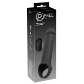 Черная вибронасадка для пениса с хомутом для мошонки и пультом ДУ Remote Controlled Penis Extension - Orion - в Серпухове купить с доставкой