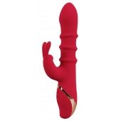 Красный вибратор-кролик с 3 подвижными кольцами Rabbit Vibrator with 3 Moving Rings - 23,7 см. - Orion