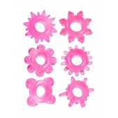 Набор из 6 розовых эрекционных колец с различным рельефом - Erowoman-Eroman - в Серпухове купить с доставкой