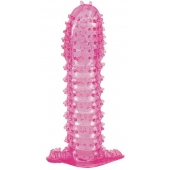 Гелевая розовая насадка с шипами - 12 см. - Toyfa Basic - в Серпухове купить с доставкой