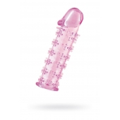Гелевая розовая насадка на фаллос с шипами - 12 см. - Toyfa Basic - в Серпухове купить с доставкой