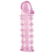 Гелевая розовая насадка на фаллос с шипами - 12 см. - Toyfa Basic - в Серпухове купить с доставкой
