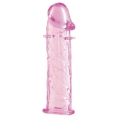 Гладкая розовая насадка с усиками под головкой - 12,5 см. - Toyfa Basic - в Серпухове купить с доставкой