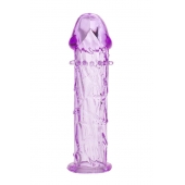 Гладкая фиолетовая насадка с усиками под головкой - 12,5 см. - Toyfa Basic - в Серпухове купить с доставкой