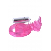 Розовая вибронасадка со стимулятор клитора   Язычок - Toyfa Basic - в Серпухове купить с доставкой