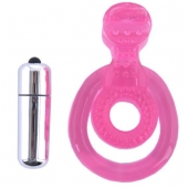 Розовая вибронасадка со стимулятор клитора   Язычок - Toyfa Basic - в Серпухове купить с доставкой