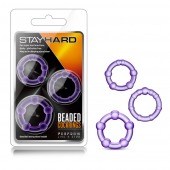 Набор из 3 фиолетовых эрекционных колец Stay Hard Beaded Cockrings - Blush Novelties - в Серпухове купить с доставкой