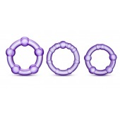 Набор из 3 фиолетовых эрекционных колец Stay Hard Beaded Cockrings - Blush Novelties - в Серпухове купить с доставкой
